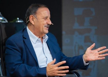 Ricardo Quintela during a political conference in La Rioja