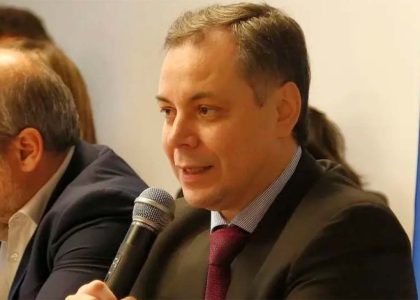 Rogelio Frigerio e Guillermo Arancibia durante a assinatura do convênio previdenciário
